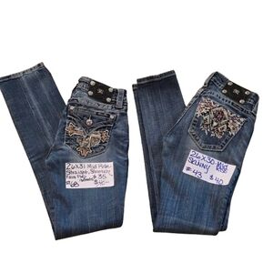Women's Miss Me Skinny Straight Embellished Size 26 Denim Jeans Bundle Blue